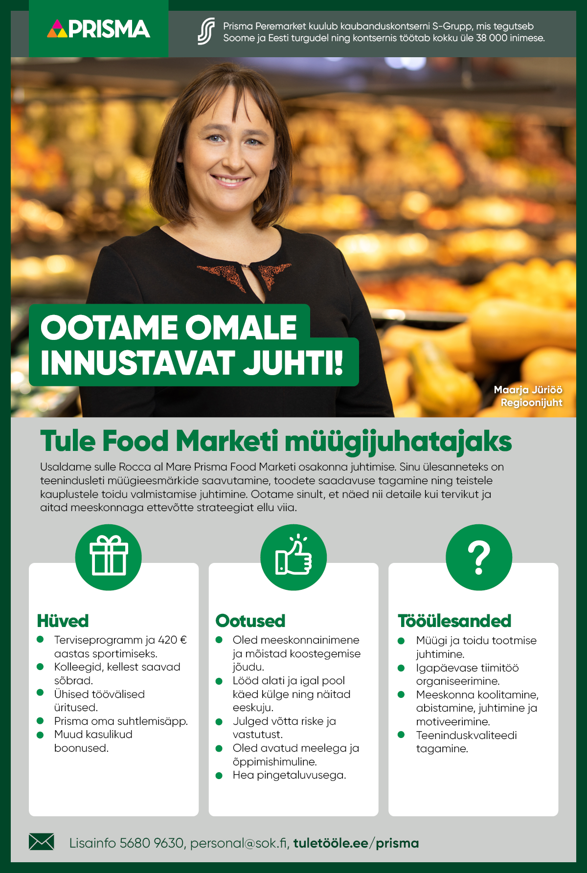 Vacancy - Food Marketi müügijuhataja, Tallinn, Harjumaa, Prisma Peremarket  AS | CV-Online