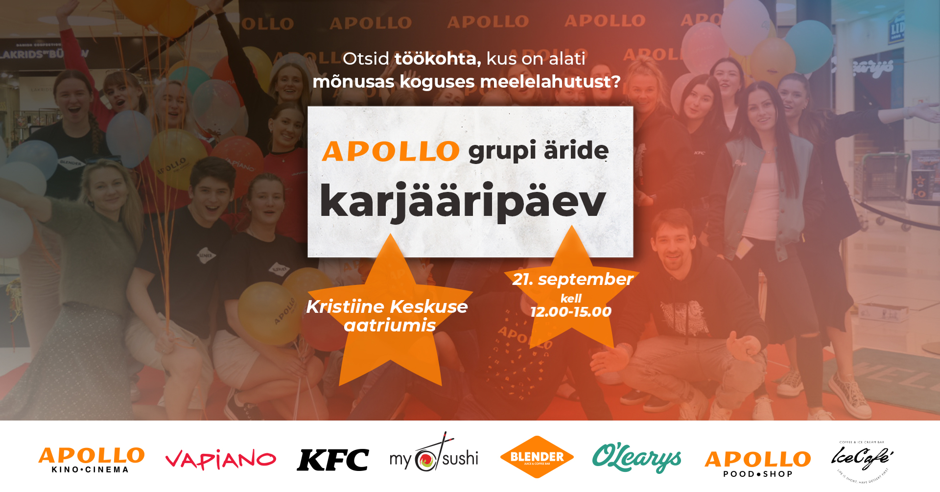 Apollo grupp kutsub karjääripäevale 21.09 kell 12.00-15.00!