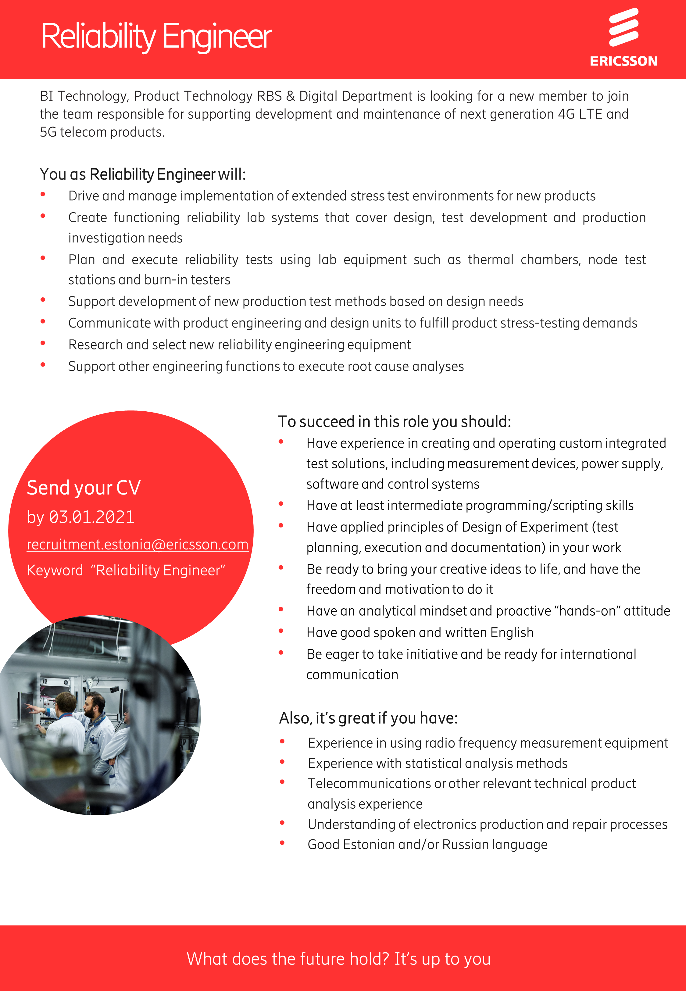 Vacancy - Reliability Engineer, Tallinn, Harjumaa, Ericsson Eesti AS | CV- Online